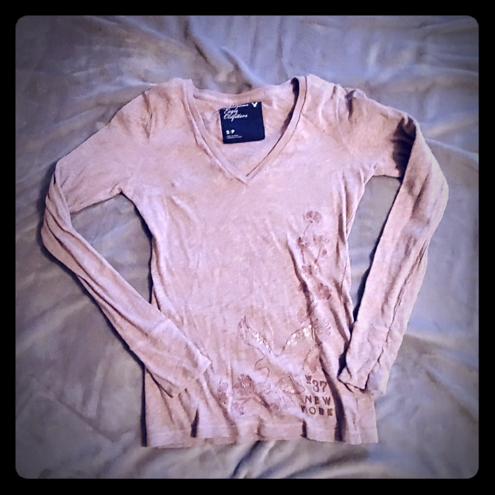 AE embroidered tan top